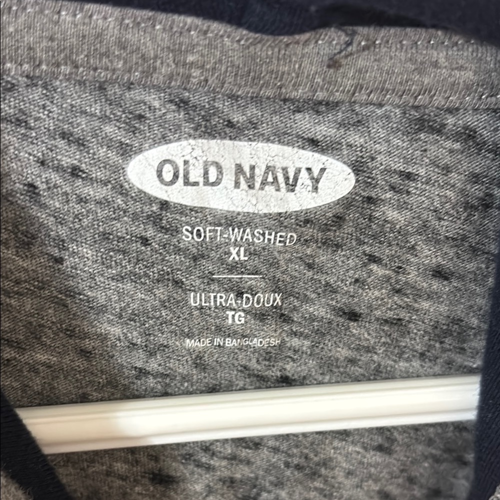 Old Navy Men’s XL Grey Pull-Over Hoodie Sweatshirt with Stripes - Picture 2 of 5